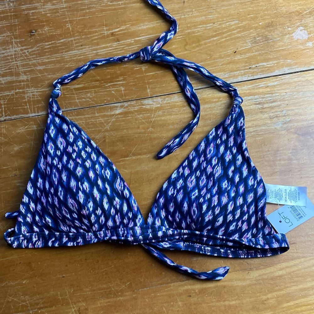 Loft Beach New Bikini Triangle Tie Top Purple Blue Pink Size M